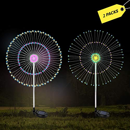 LIFU [2018 Upgraded Christmas String Lights, Starburst Lights Outdoor Solar Landscape Decoration Lighting Dusk to Dawn Auto On/Off Security Starry Lights for Patio Driveway (2 Pack-Multi-Color)