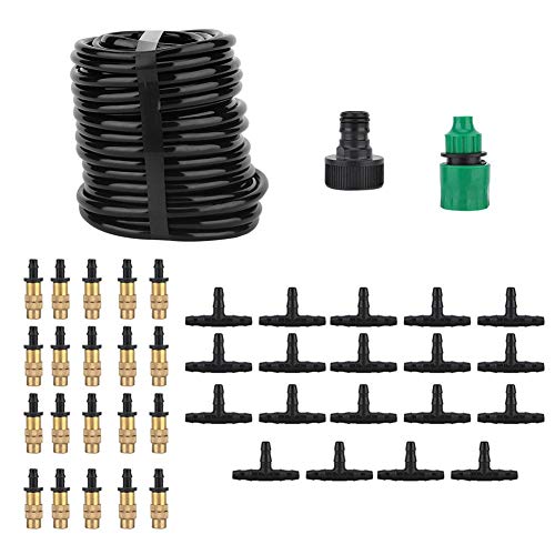 Wifehelper Watering Hose Kit, 15m 20 Copper Nozzle Hosepipe Irrigation System Plant Self Watering Drip Irrigation Mist Watering Kit for Garden Greenhouse Lawn(US)