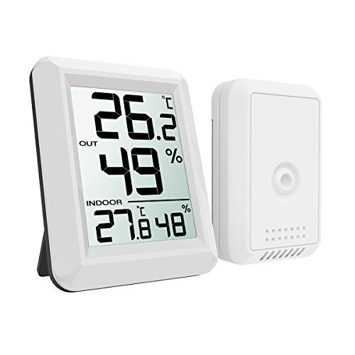 【New Version】 AMIR Digital Temperature and Humidity Monitor, Indoor Outdoor Thermometer, Humidity Meter with LCD Screen, Humidity Gauge for Home, Office, Baby Room, etc(Mini, Battery not Included)