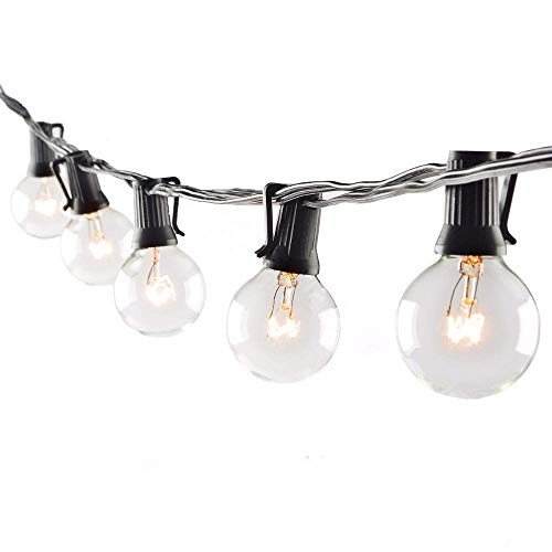 Goothy Globe Holiday String Lights with G40 Bulbs (50ft.) Backyard Patio Lights Garden Bistro Party Natural Warm Bulbs Cafe Hanging Umbrella Lights on Light String Indoor Outdoor-Black