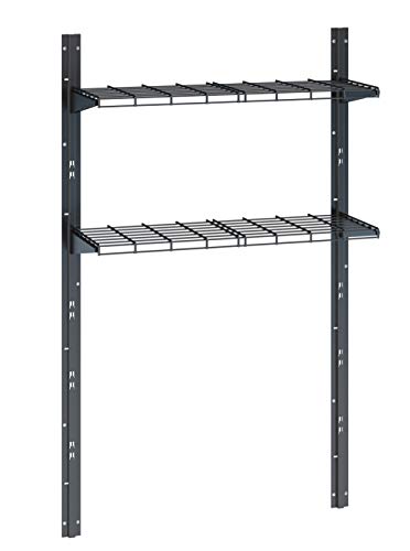 Suncast Sierra Shelf Kit – Storage Shelving Shed, Garage, Indoors and Outdoors – Two Shelves and Brackets Holds 70 lbs. of Garden Supplies, Tools, Toys, Outdoor Accessories – Black