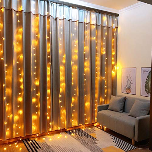 Ever Smart 306 Curtain Lights, Warm White Wedding Window Fairy String Light for Bedroom Party Garden Festival Holiday Decorations