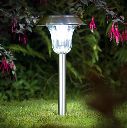 Solar Lights Outdoor 4Pack Pathway Light Set Decorative Garden Path Stake Lamp Bright White Blue Dual Color LED Yard Decorations Landscape Lighting Stainless Steel Driveway Stakes for Walkway Patio