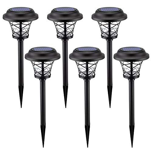 Solpex 6 Pack Solar Path Lights Outdoor,High Lumen Automatic Led for Patio, Yard Lawn and Garden(Stainless Finished, Warm White)