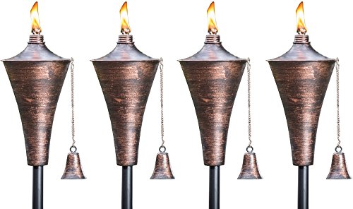 Legends Direct Oahu Tiki Style Torch Set of 4 (Brushed Bronze)