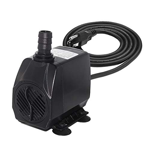Lyqily 740GPH Water Pump Ultra Quiet 55W Submersible Fountain Aquarium Fish Pond Hydroponic Pump with 8.5ft High Lift, 5.9ft Three-pin Plug Power Cord, 2 Nozzles