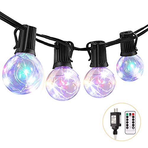 ECOWHO Globe String Lights, 33FT G40 LED Patio String Lights, UL Listed Weatherproof Outdoor String Lights with Remote for Garden Yard Christmas Wedding Party Commercial Patio Decor (Multicolor)