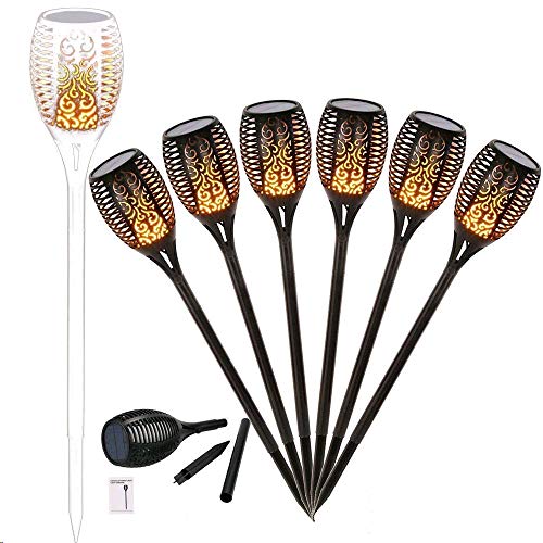 Solar Lights Outdoor Waterproof Dancing Flickering Flames Torches Lights 96 LED Landscape Decoration Lighting Dusk to Dawn Auto On/Off Solar Security Spotlight for Garden, Patio, Yard, Driveway 6 Pack