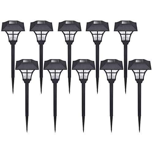 HECARIM Solar Lights Outdoor, 10 Pack Solar Pathway Lights, Solar Powered Garden Lights, Waterproof LED Solar Landscape Lights for Walkway, Pathway, Lawn, Yard and Driveway