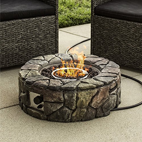 Best Choice Products Home Outdoor Patio Natural Stone Gas Fire Pit for Backyard, Garden – Multicolor