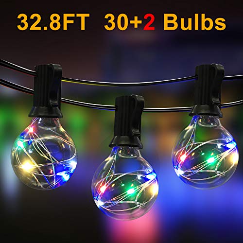 IELECMG Outdoor String Light, 32.8FT 30Pcs Patio Lights G40 Globe Led String Lights with Remote Control Dimmable Waterproof Linkable Backyard Lights for Bistro Garden Wedding Christmas Decoration
