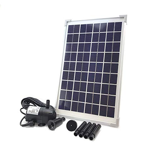 AEO Solar Water Pump KIT: 12V-24V DC Brushless Submersible 196GpH Water Pump with 10W Solar Panel for Solar Fountain, Fish Pond, and Aquarium (No Backup Battery)