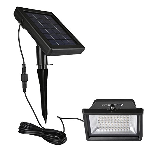 Findyouled Solar Flood Lights Outdoor Landscape Lighting 60 LED/120 Lumen Cast Aluminium Wall/In-ground Lights, 2-in-1 Adjustable Light with a 16.4ft Cable, Auto On/Off (Warm White)