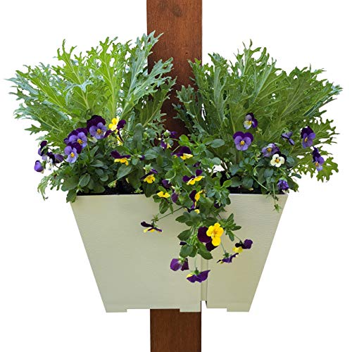 Adjustable Half-Wrap Hanging Planter: Modern, Space Saving Square Container for Flowers and Herbs. Design Outdoor Vertical Gardens on Porch Posts, Patios, Pergolas and More.