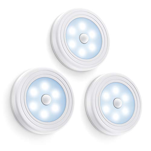 Motion Sensor Light, Closet Light, Wall Light, Stick Anywhere with NO Tools, Battery Powered, LED Night Lights, Perfect for Staircase, Hallway, Bathroom, Bedroom, Kitchen, Cabinet (Pack of 3)