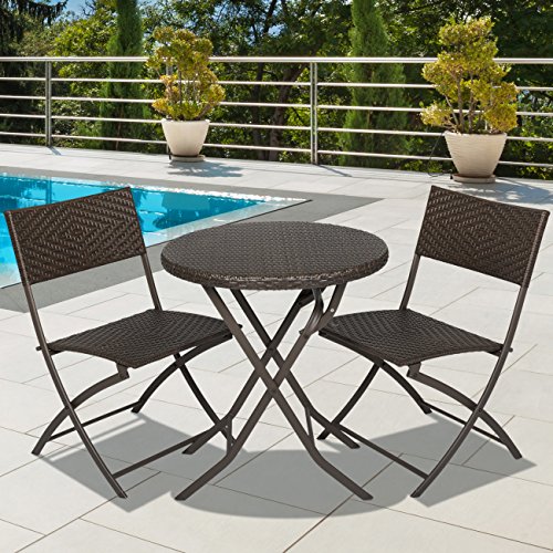 Best Choice Products 3pc Rattan Patio Bistro Set Hand Woven Furniture