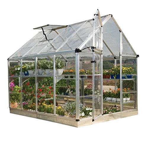 Palram HGK125 Snap & Grow Hobby Greenhouse w/Starter Kit, 6’x8’x7′, Silver