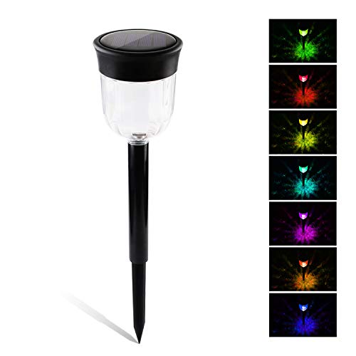 Ollivage Solar Path Light Outdoor, Color Changing Garden Light Solar Powered Waterproof Auto On/Off Wireless Sun Powered Landscape Lighting for Yard Patio Walkway Landscape In-Ground Spike, 1 Pack