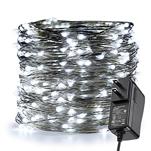 ER CHEN Fairy Lights Plug In, 99Ft/30M 300 LED Silver Coated Copper Wire Starry String Lights Outdoor/Indoor Decorative Lights for Bedroom, Patio, Garden, Party, Christmas Tree (White)