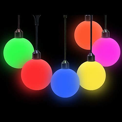 Areful String Lights, 12FT Patio Lighting Strand with LED Goble G40 Bulbs, Connectable, Remote Control, RGB Color Changing