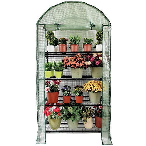 OUTOUR Wider 35×19.6×66.5in 4 Tier Wider Portable Plant Mini Greenhouse Green House with Casters, for Growing Seeds, Seedlings, Tending Potted Plants, Garden Gardening Indoor Outdoor