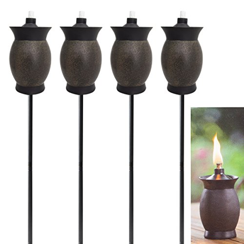 Tiki 4-pack 3-in-1 Torches 8 Inch Outdoor Table Lamp 50 Inch Garden Torch 64 Inch Yard Lamp Post Light Decor For Patio