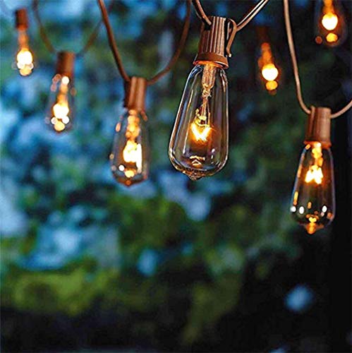 20Ft Edison String Lights with 21 Clear Edison Bulbs, UL Listed 7W E17 Base Vintage Edison Light String for Patio, Porches, Bistro, Backyard – Brown Wire