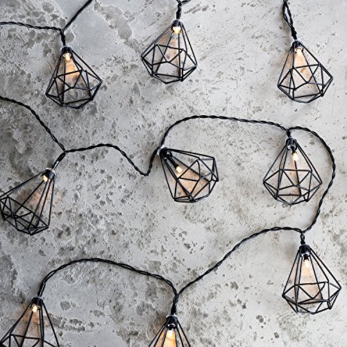 10 Black Diamond Cage Battery Operated Indoor LED String Lights