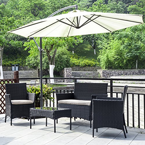 FDW Patio Furniture Set 4 Pieces Outdoor Rattan Chair Wicker Sofa Garden Conversation Bistro Sets for Yard,Pool or Backyard