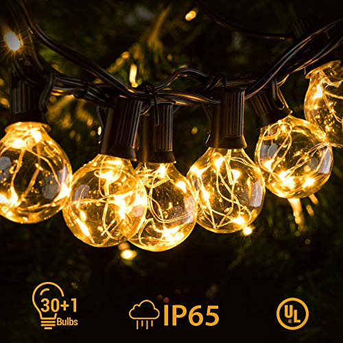 Teletorgy 38.5 FT G40 Globe String Lights LED 30Bulbs Hanging Indoor/Outdoor String Lights IP65 Waterproof Patio Lights Decorative String Lights For Backyard Patio Party Wedding Gazebo Porch Garden UL