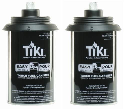 Tiki 1317054 Easy Pour Metal Replacement Torch Fuel Canisters w/Wick – Quantity 2