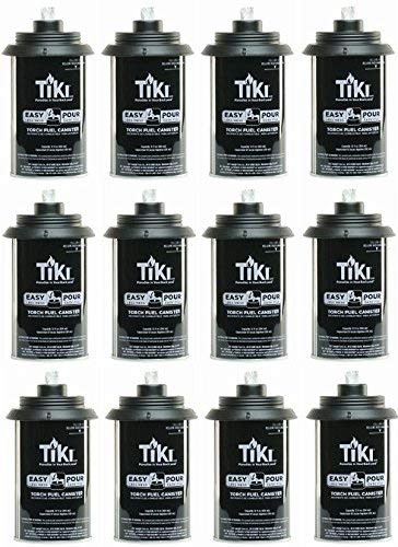 Tiki 1317054 Easy Pour Metal Replacement Torch Fuel Canisters w/Wick – Quantity 12