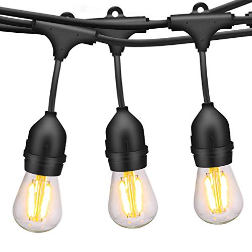 ECOWHO Outdoor String Lights, Waterproof LED Patio String Lights Hanging E26 Sockets UL Listed for Yard Bistro Pergola Wedding Gathering Party Garden (52ft Outdoor Patio Lights)