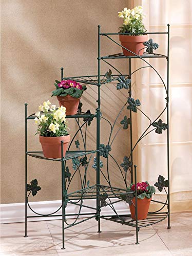 Multi-Tier Plant Stand Outdoor Ivy 6 Tiered Plant Stands Wrought Iron Black Decorative Staircase Plants Holder Garden Six Shelf Flower Pot Rack Spiral Metal Planter Display Racks Gardening Lover Gift