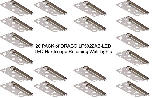 LFU 20 Pack of Draco Brass LED Hardscape Recessed Paver Lights. Built in 1.5W LED. Low Voltage. Antique Bronze Finished. Retaining Wall Lights. LF5022AB-LED. 5.5 Inch Length