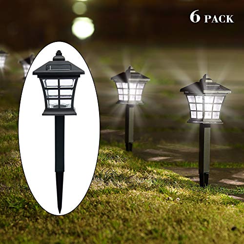 Twinkle Star 6 Pack Solar Pathway Lights Outdoor Solar Garden Lights Solar Powered Landscape Lighting for Yard Patio, Garden, Walkway