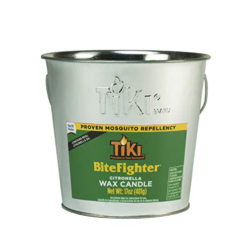 Tiki Brand 1418014 17 oz. BiteFighter Galvanized Citronella Wax Candle Metal Bucket Silver Torch, 5.00,