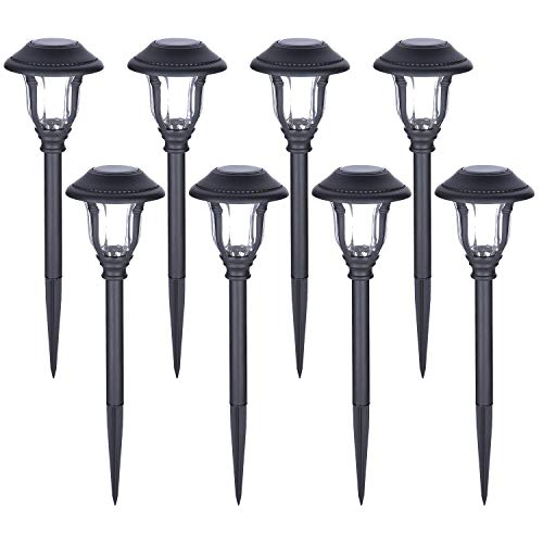 HECARIM Solar Lights Outdoor, 8 Pack Solar Pathway Lights, Solar Powered Garden Lights, Waterproof LED Solar Landscape Lights for Walkway, Pathway, Lawn, Yard and Driveway