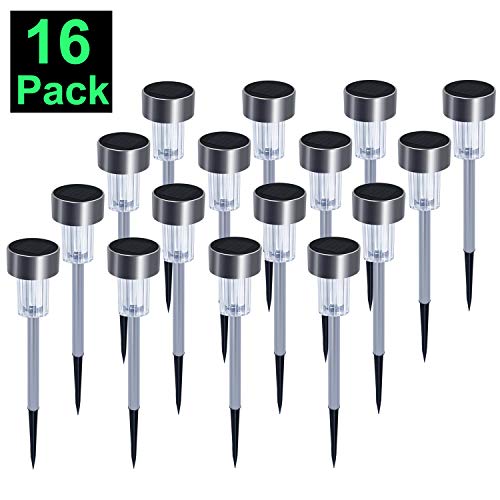 O4U Solar Lights Outdoor – Solar Powered Pathway Lights, Stainless Steel Landscape Light for Lawn,Patio,Yard,Walkway,Driveway (16 Pack)