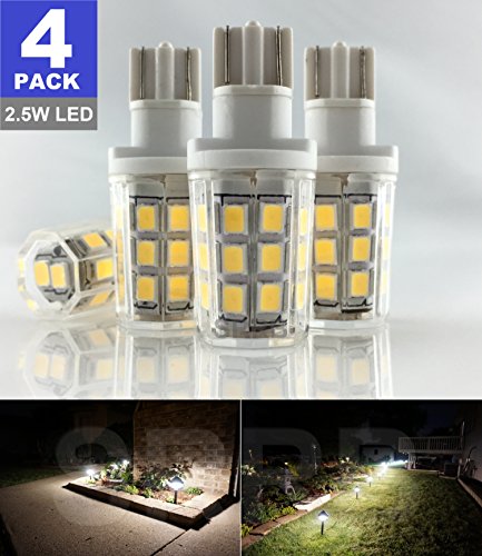 SRRB Direct 2.5W LED Replacement Landscape Pathway Light Bulb 12V AC/DC Wedge Base T5 T10 for Malibu Paradise Moonrays and More (4 Pack, Natural White)