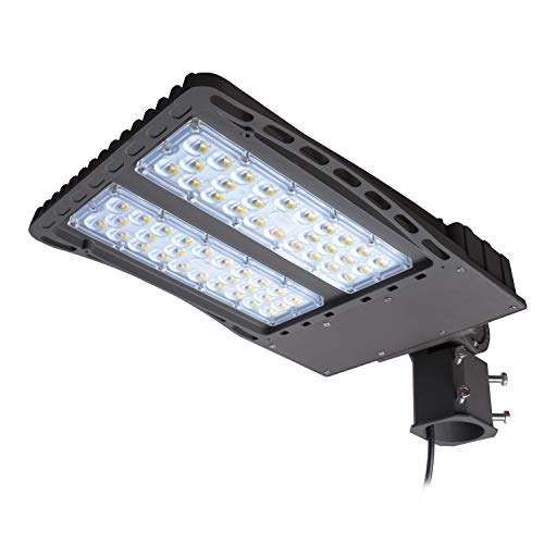 AntLux LED Parking Lot Lights 200W – LED Shoebox Pole Lights – 26000lm, 5000K, IP66-600W MH/HPS Replacement – Outdoor Area Street Security Lighting Fixture – Slipfitter Mount – Photocell Included