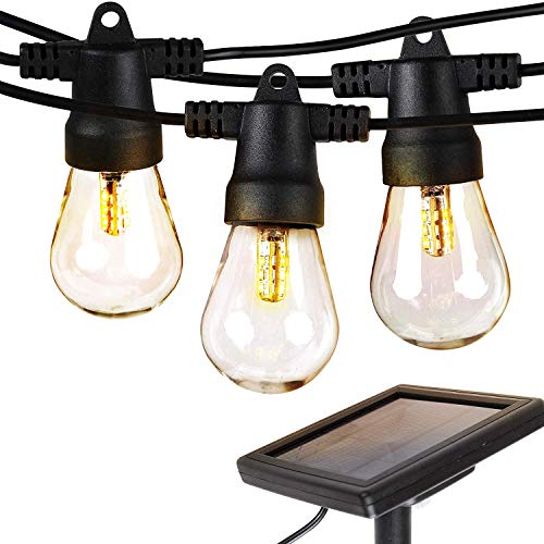Brightech Ambience Pro – Waterproof LED Outdoor Solar String Lights – Hanging 1W Vintage Edison Bulbs – 27 Ft Heavy Duty Patio Lights Create Cafe Ambience On Your Porch – Warm White