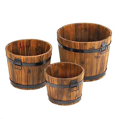 Garden Planters Wooden Box Indoor Outdoor Ornament Multiple House Pots Corner Window Decor (Set of 3)