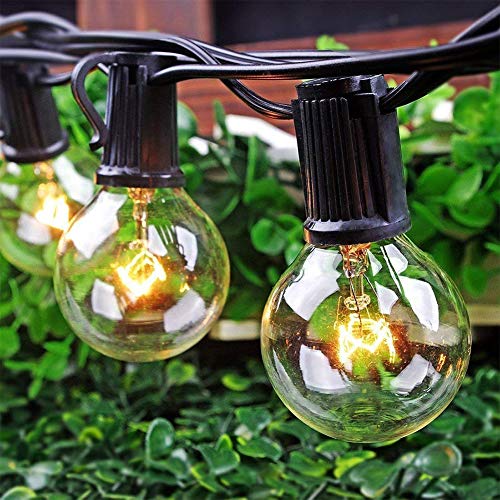 SkrLights 100 FT Globe String Lights G40 with 100 Clear Bulbs G40 Indoor Outdoor Lighting Garden Fairy Backyard Market Xmas Holiday Patio Wedding Party String Lights -Black Wire