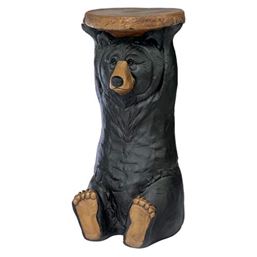 Design Toscano Black Forest Bear Pedestal Table Rustic Cabin Decor, 24 Inch, Polyresin, Full Color