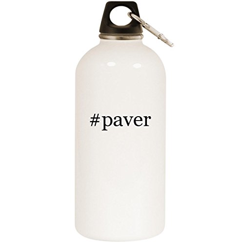 Molandra Products #Paver – White Hashtag 20oz Stainless Steel Water Bottle with Carabiner