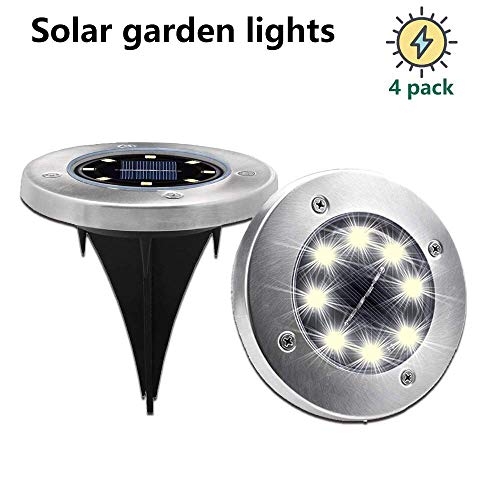 Solar Garden Lights Outdoor Solar Powered Ground Lights Solar Pathway Driveways Lights Solar In-Ground Lights Decoration Lights for Patio Lawn and Front Yard Warm White 4 Pack