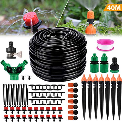 Philonext Drip Irrigation,130ft/40M Garden Irrigation System, Adjustable Automatic Micro Irrigation Kits,1/4″ Blank Distribution Tubing Hose Suit for Garden Greenhouse, Flower Bed,Patio,Lawn (40M)