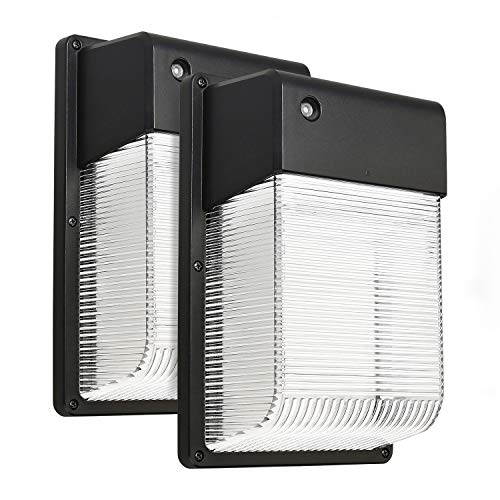 LEONLITE 25W Dusk to Dawn LED Wall Pack, Photocell Outdoor LED Wall Mount Light, 250W Equivalent, 2350 Lumens, DLC Qualified, ETL-Listed Exterior Security Lighting, Garage, Garden, Yard, 2 Pack