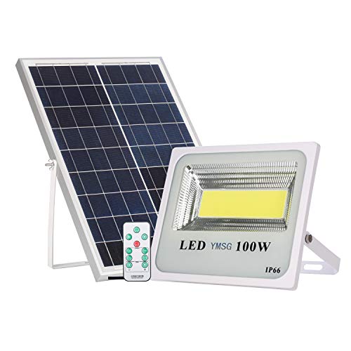 100W Solar Powered Street Flood Lights, 120 Leds 6000 Lumens Outdoor Led Solar Lights Waterproof IP66 with Remote Control Security Lighting for Yard, Garden, Gutter, Swimming pool, Pathway, Basketball